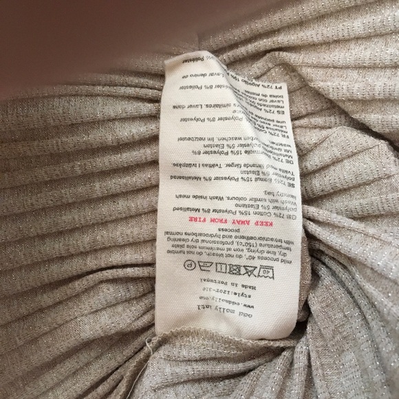 Odd Molly glitzy turtleneck fitted top beige gold size M - Picture 4 of 5